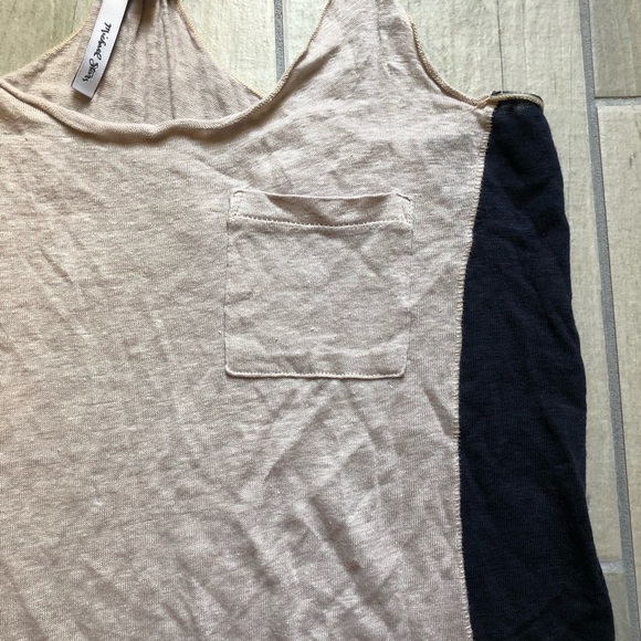 Anthropologie Michael stars side stripe linen tank in cream and blue. Size XS - Picture 5 of 8